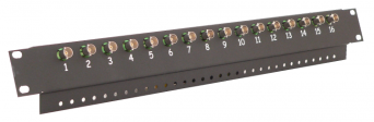 16-channel Rack cable organizer, UTP converter for AHD, HD-CVI, HD-TVI, with power supply distribution